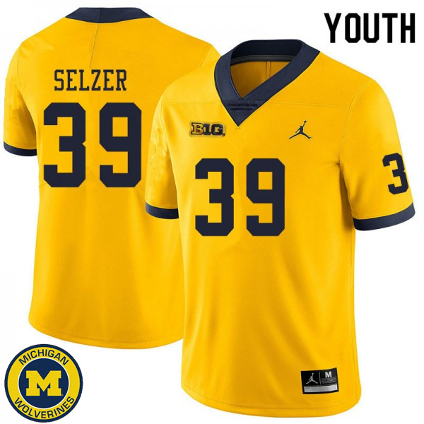 Youth Michigan Wolverines #39 Alan Selzer Yellow NCAA Football Jersey